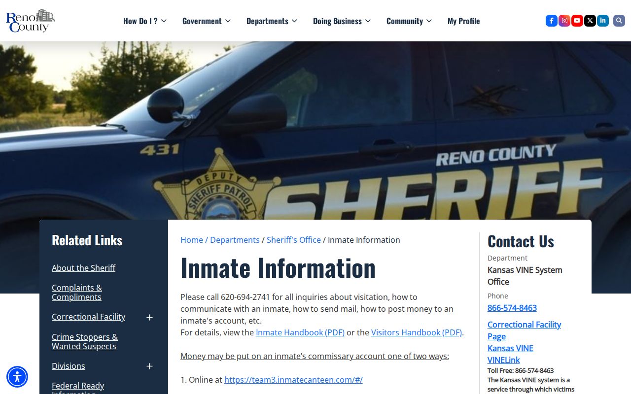 Reno County Correctional Facility release information